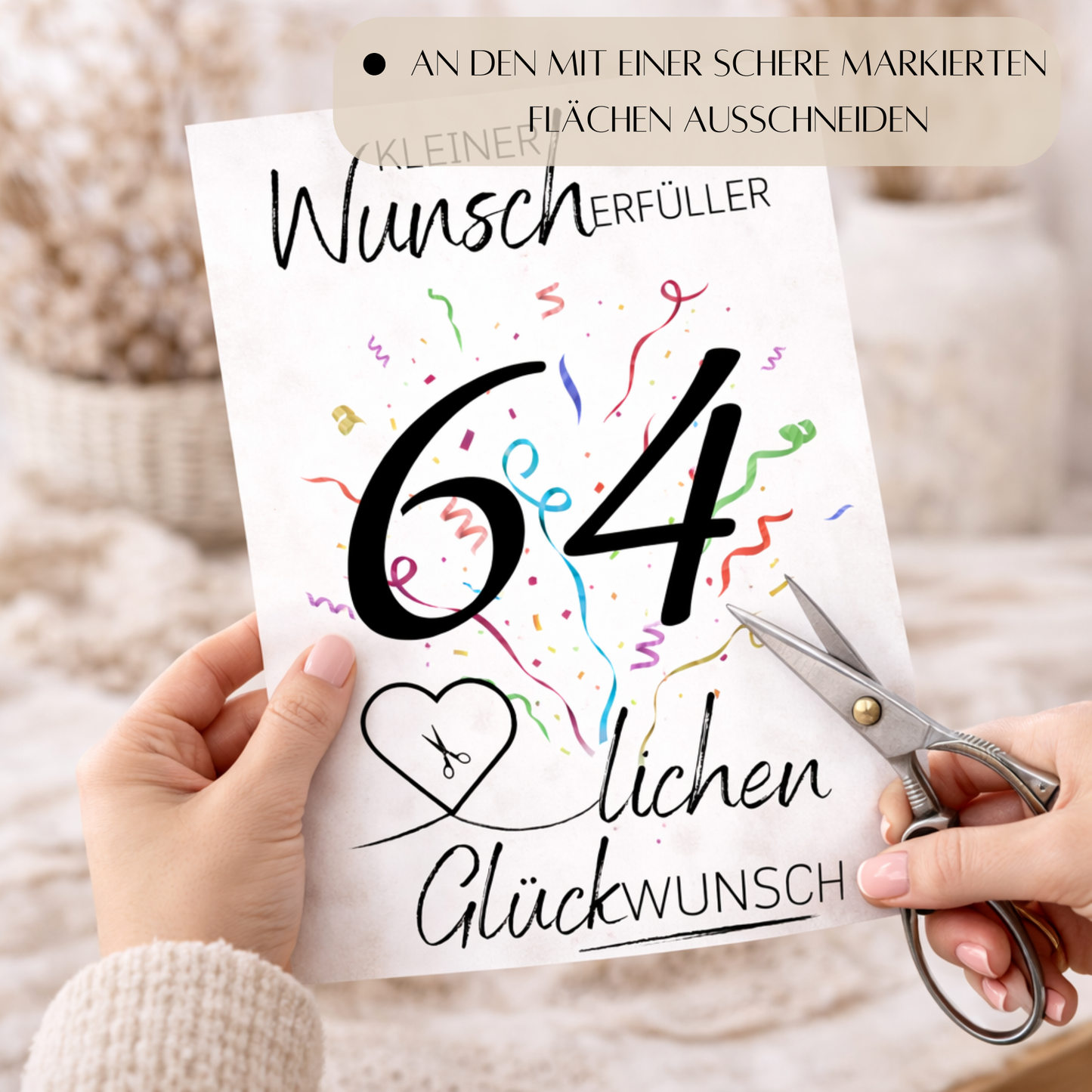 Geldgeschenk 64. Geburtstag Wunscherfüller | Digitaler Download | Last Minute Geschenkidee zum Ausdrucken