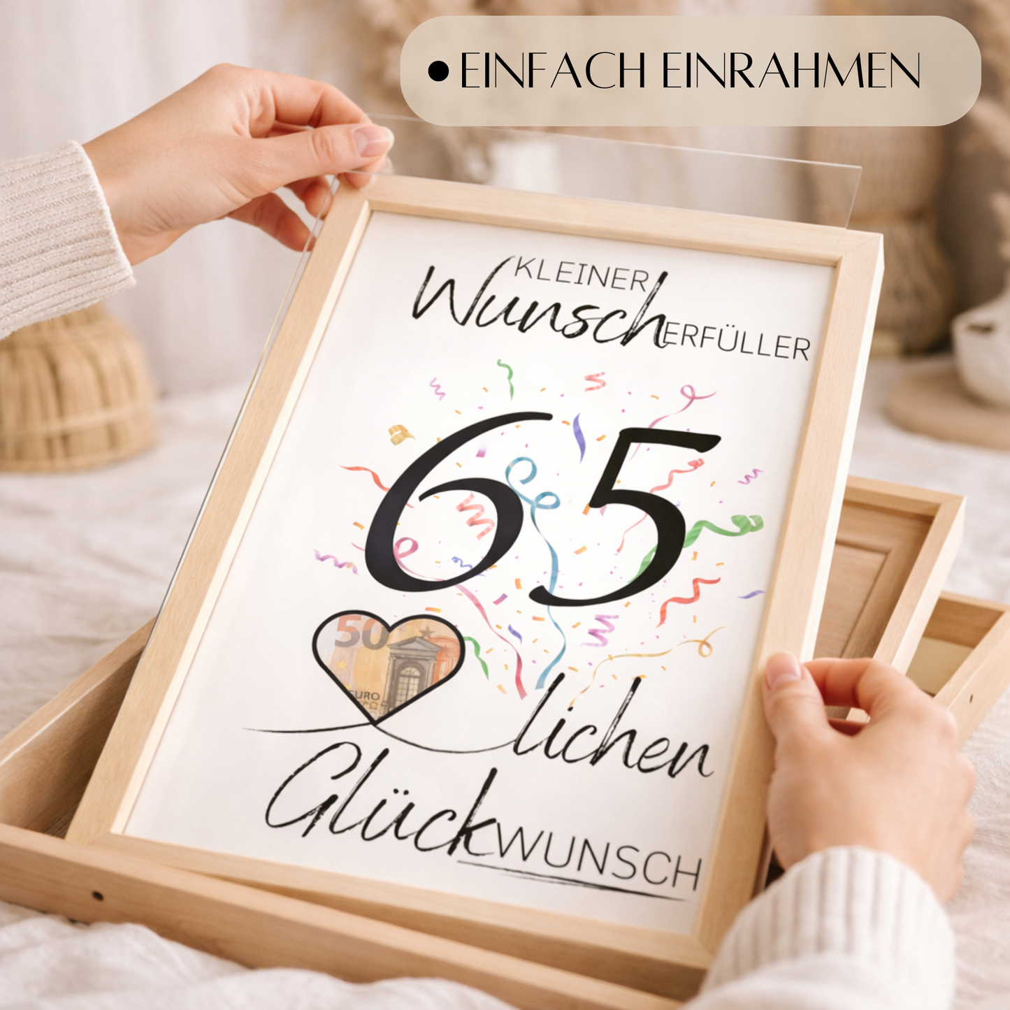 Geldgeschenk 65. Geburtstag Wunscherfüller | Digitaler Download | Last Minute Geschenkidee zum Ausdrucken