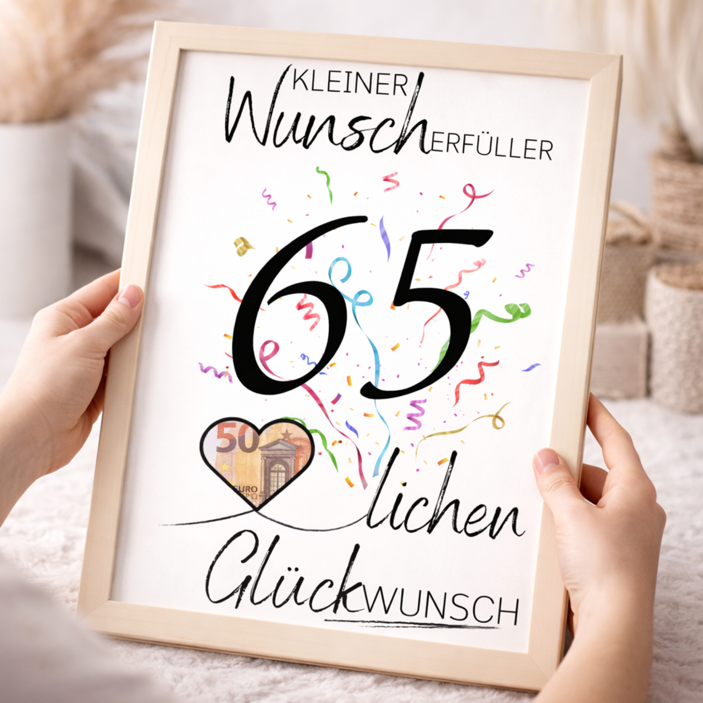 Geldgeschenk 65. Geburtstag Wunscherfüller | Digitaler Download | Last Minute Geschenkidee zum Ausdrucken
