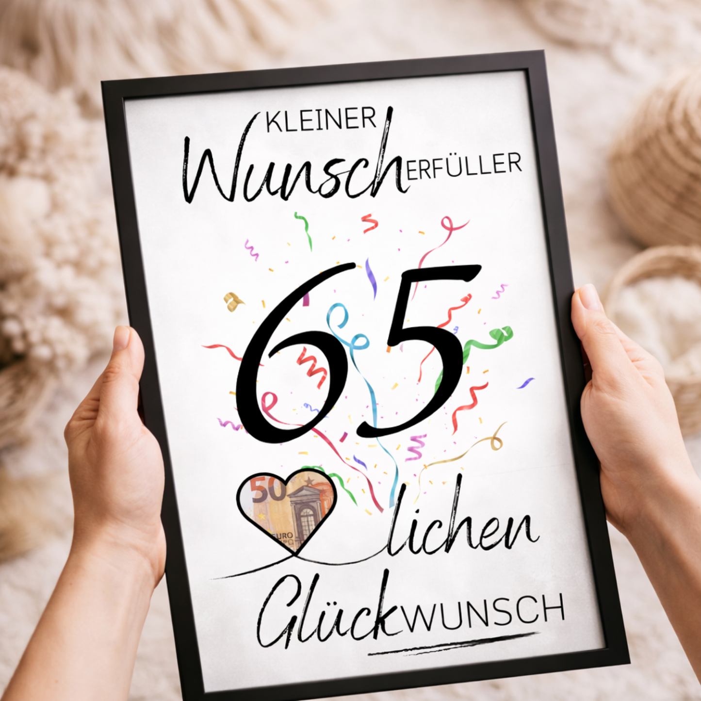 Geldgeschenk 65. Geburtstag Wunscherfüller | Digitaler Download | Last Minute Geschenkidee zum Ausdrucken