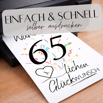 Geldgeschenk 65. Geburtstag Wunscherfüller | Digitaler Download | Last Minute Geschenkidee zum Ausdrucken