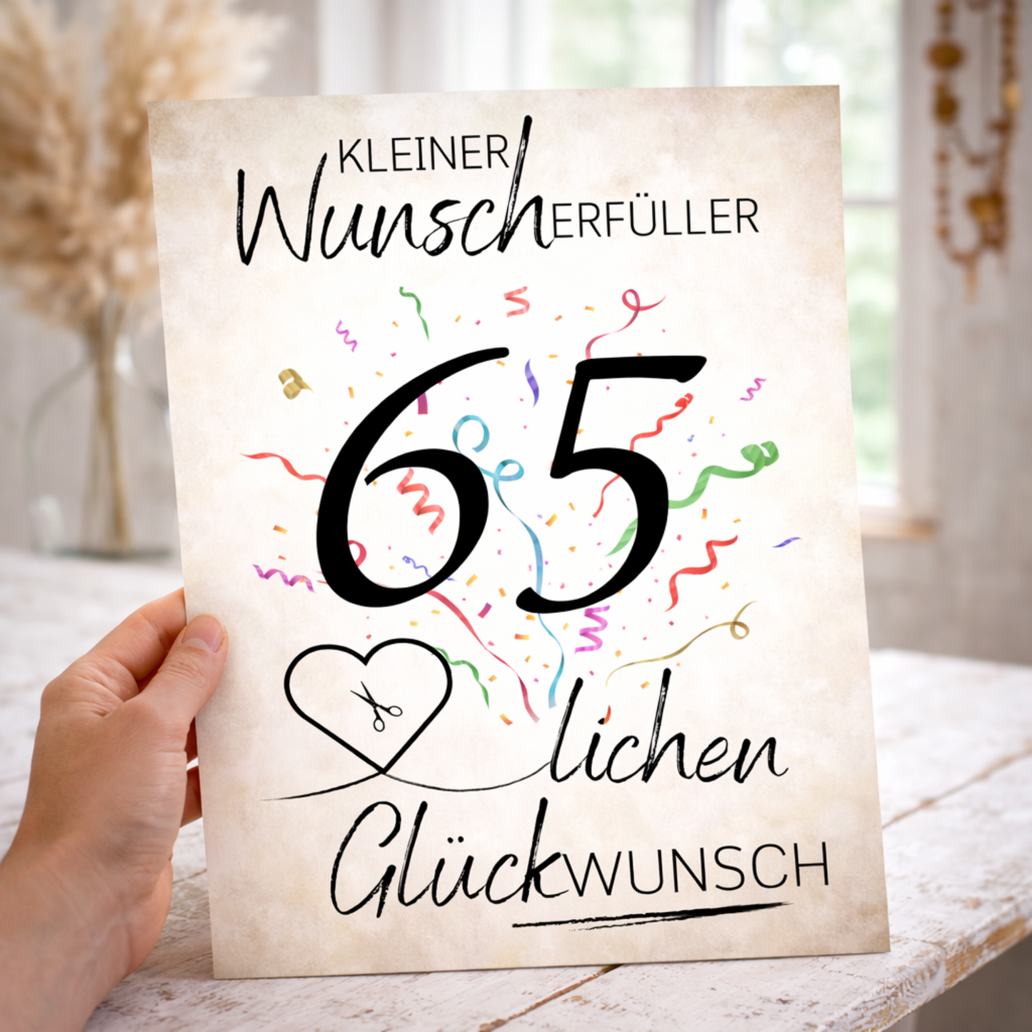 Geldgeschenk 65. Geburtstag Wunscherfüller | Digitaler Download | Last Minute Geschenkidee zum Ausdrucken