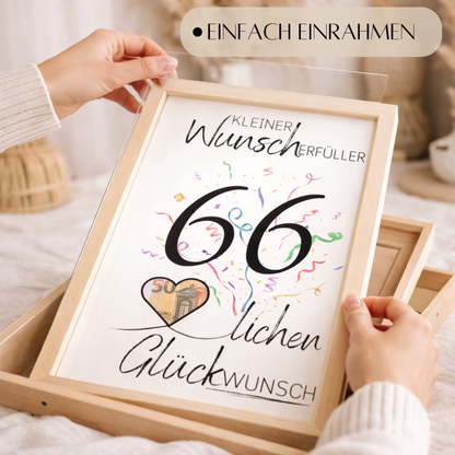 Geldgeschenk 66. Geburtstag Wunscherfüller | Digitaler Download | Last Minute Geschenkidee zum Ausdrucken