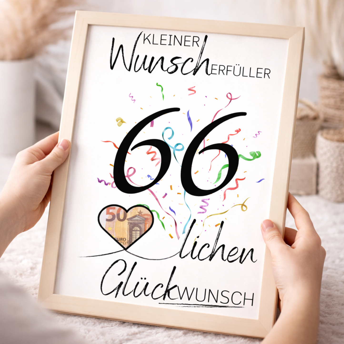 Geldgeschenk 66. Geburtstag Wunscherfüller | Digitaler Download | Last Minute Geschenkidee zum Ausdrucken