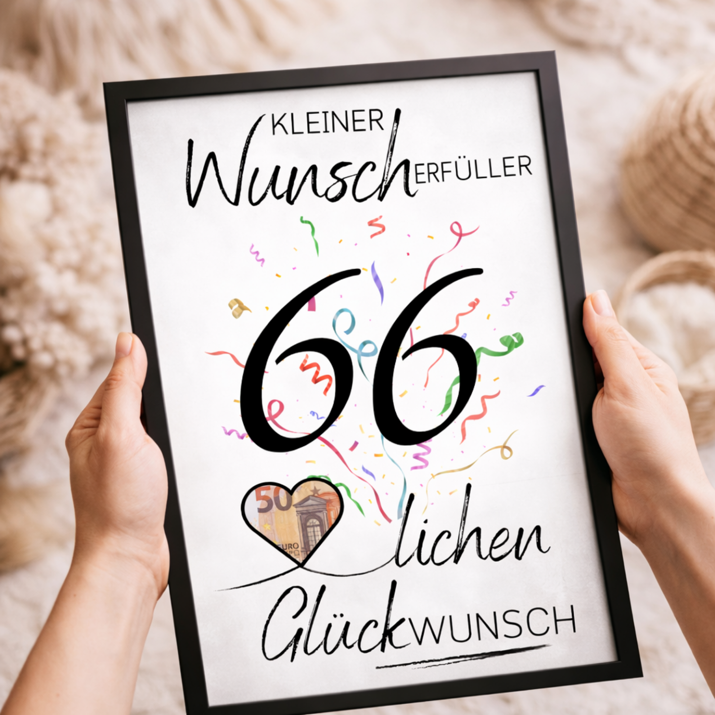 Geldgeschenk 66. Geburtstag Wunscherfüller | Digitaler Download | Last Minute Geschenkidee zum Ausdrucken