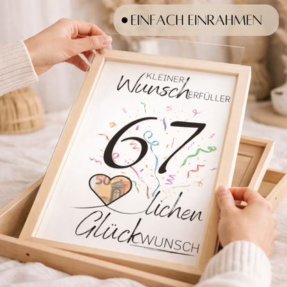 Geldgeschenk 67. Geburtstag Wunscherfüller | Digitaler Download | Last Minute Geschenkidee zum Ausdrucken