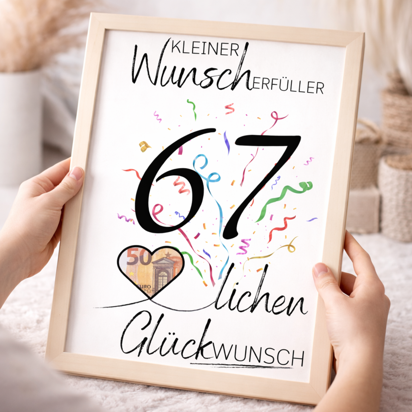 Geldgeschenk 67. Geburtstag Wunscherfüller | Digitaler Download | Last Minute Geschenkidee zum Ausdrucken