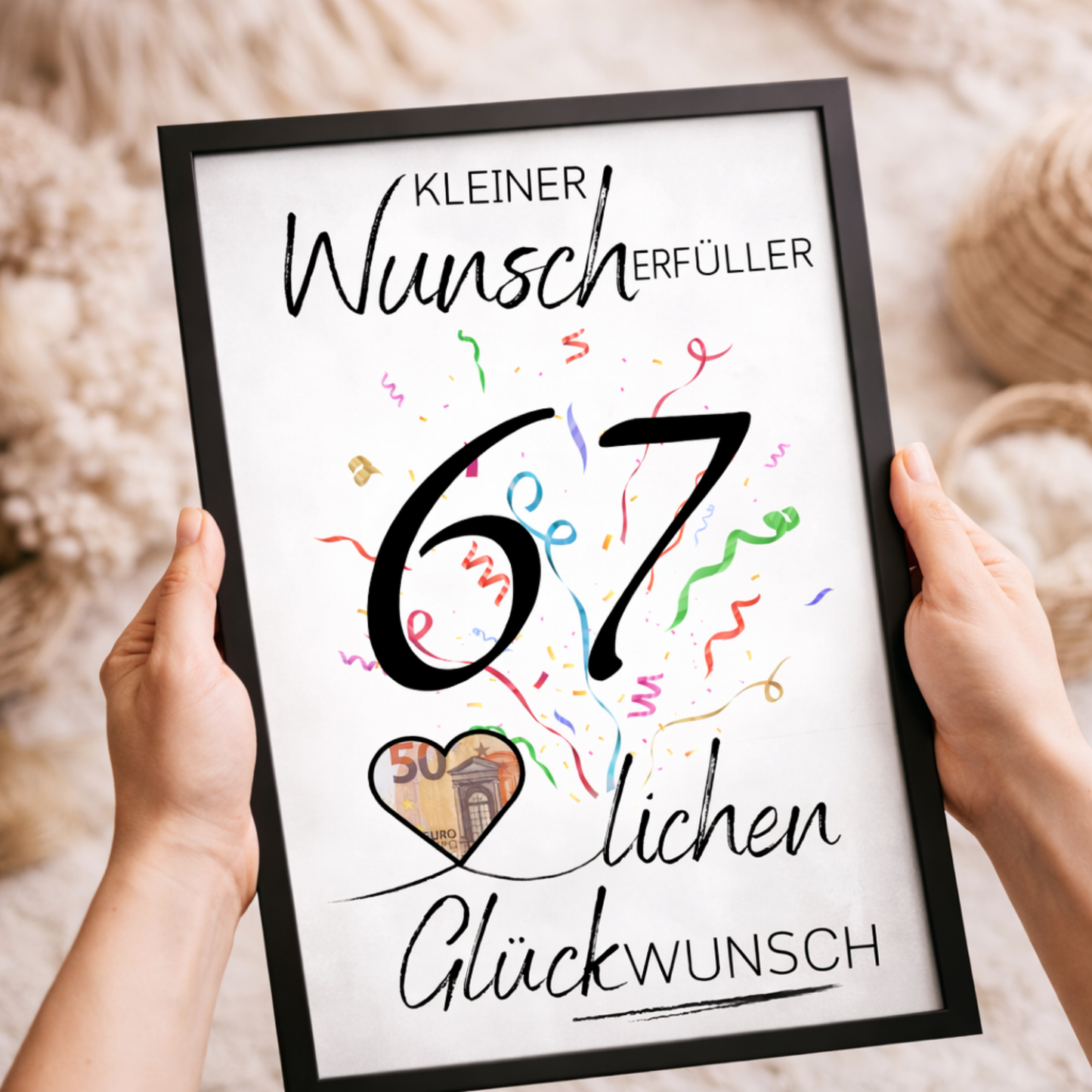 Geldgeschenk 67. Geburtstag Wunscherfüller | Digitaler Download | Last Minute Geschenkidee zum Ausdrucken