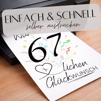 Geldgeschenk 67. Geburtstag Wunscherfüller | Digitaler Download | Last Minute Geschenkidee zum Ausdrucken