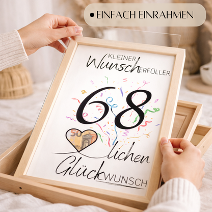 Geldgeschenk 68. Geburtstag Wunscherfüller | Digitaler Download | Last Minute Geschenkidee zum Ausdrucken
