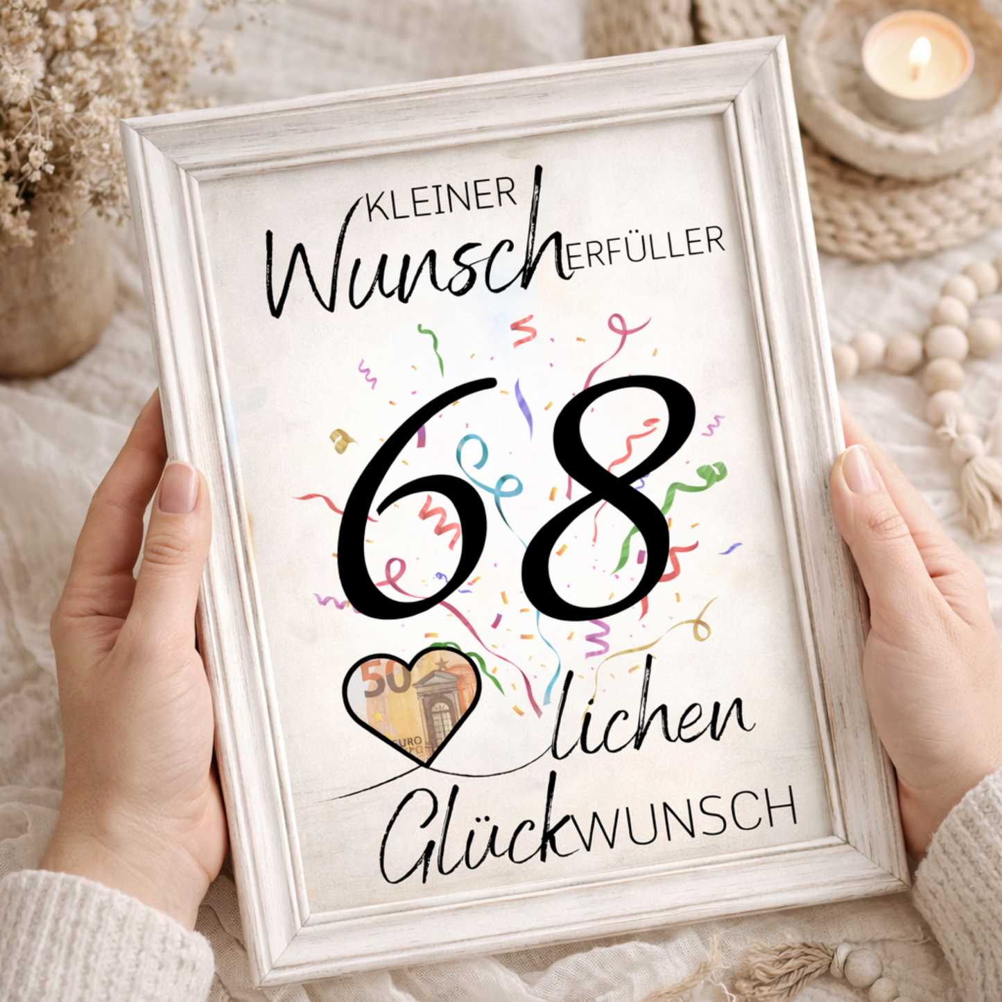 Geldgeschenk 68. Geburtstag Wunscherfüller | Digitaler Download | Last Minute Geschenkidee zum Ausdrucken