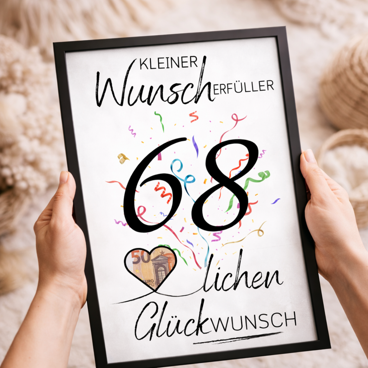Geldgeschenk 68. Geburtstag Wunscherfüller | Digitaler Download | Last Minute Geschenkidee zum Ausdrucken