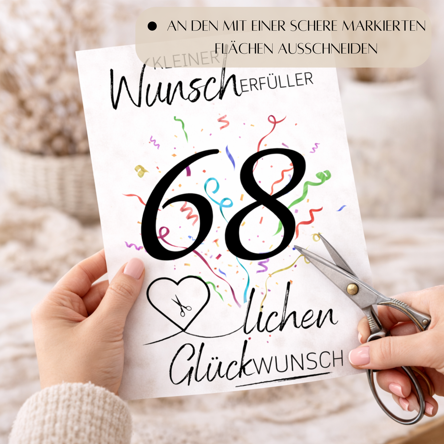 Geldgeschenk 68. Geburtstag Wunscherfüller | Digitaler Download | Last Minute Geschenkidee zum Ausdrucken