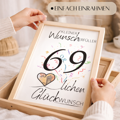 Geldgeschenk 69. Geburtstag Wunscherfüller | Digitaler Download | Last Minute Geschenkidee zum Ausdrucken