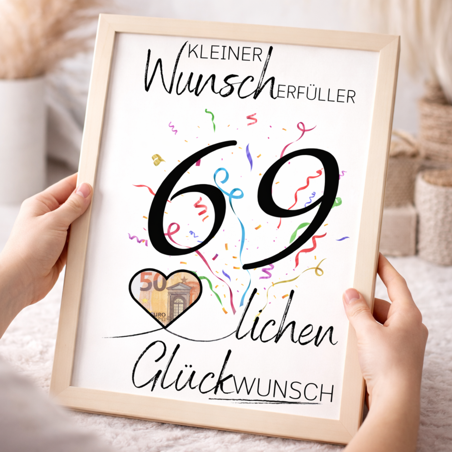 Geldgeschenk 69. Geburtstag Wunscherfüller | Digitaler Download | Last Minute Geschenkidee zum Ausdrucken