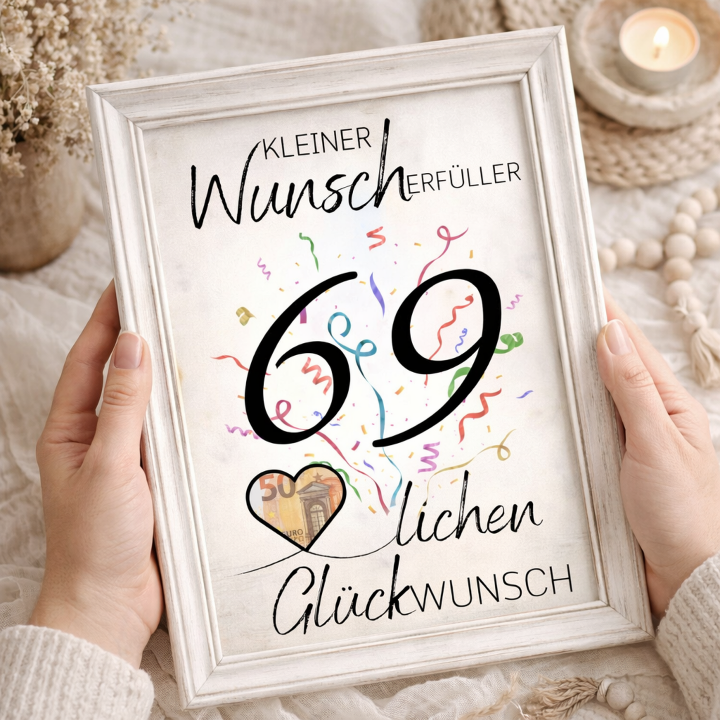 Geldgeschenk 69. Geburtstag Wunscherfüller | Digitaler Download | Last Minute Geschenkidee zum Ausdrucken