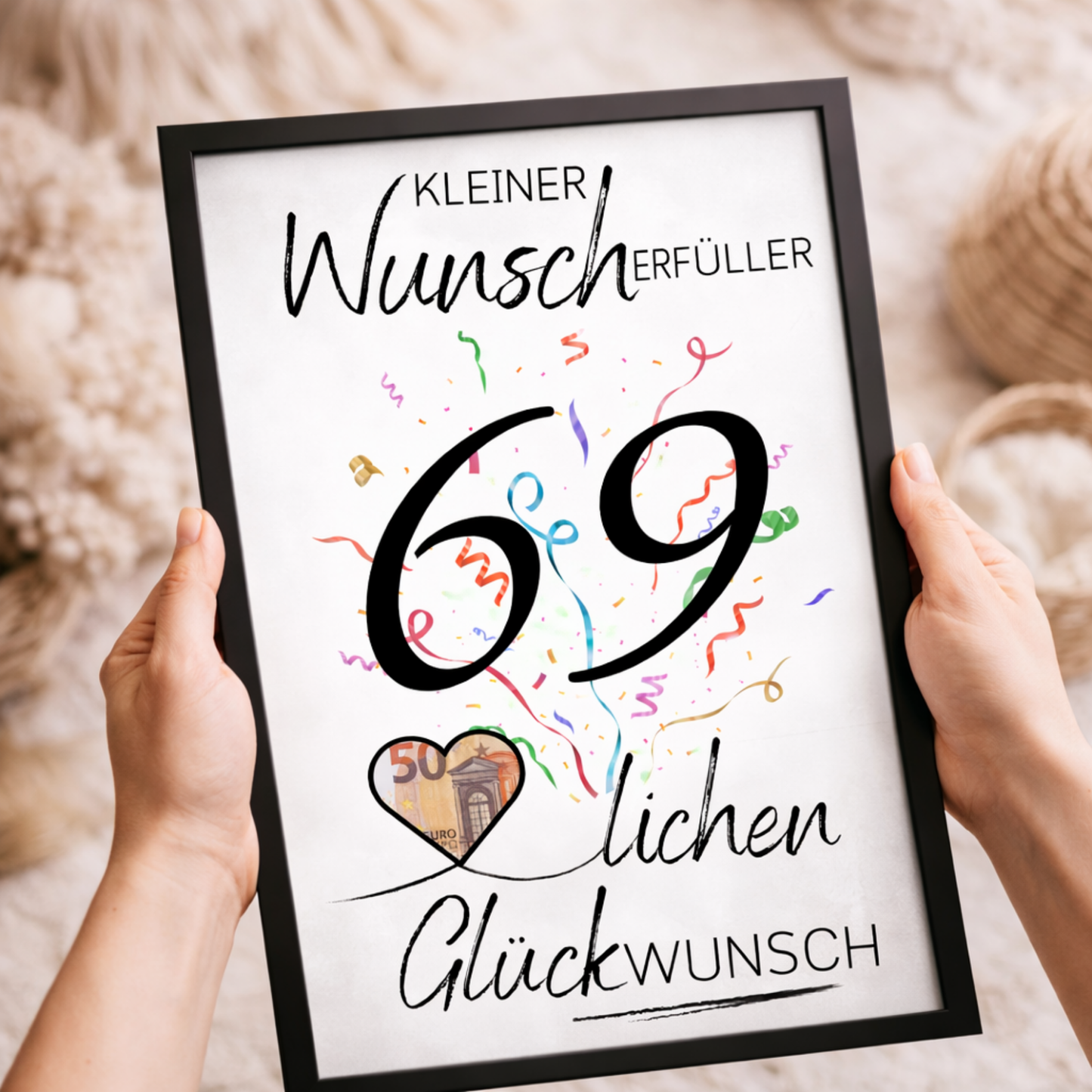 Geldgeschenk 69. Geburtstag Wunscherfüller | Digitaler Download | Last Minute Geschenkidee zum Ausdrucken
