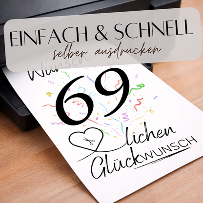 Geldgeschenk 69. Geburtstag Wunscherfüller | Digitaler Download | Last Minute Geschenkidee zum Ausdrucken