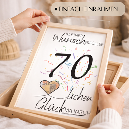 Geldgeschenk 70. Geburtstag Wunscherfüller | Digitaler Download | Last Minute Geschenkidee zum Ausdrucken