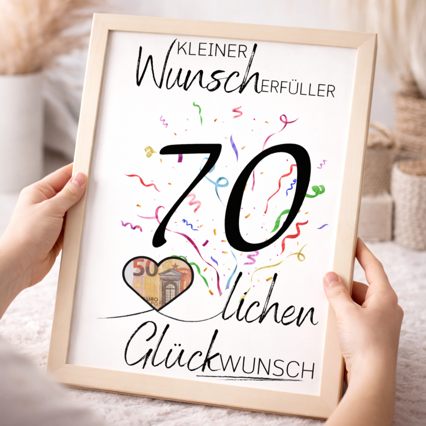 Geldgeschenk 70. Geburtstag Wunscherfüller | Digitaler Download | Last Minute Geschenkidee zum Ausdrucken
