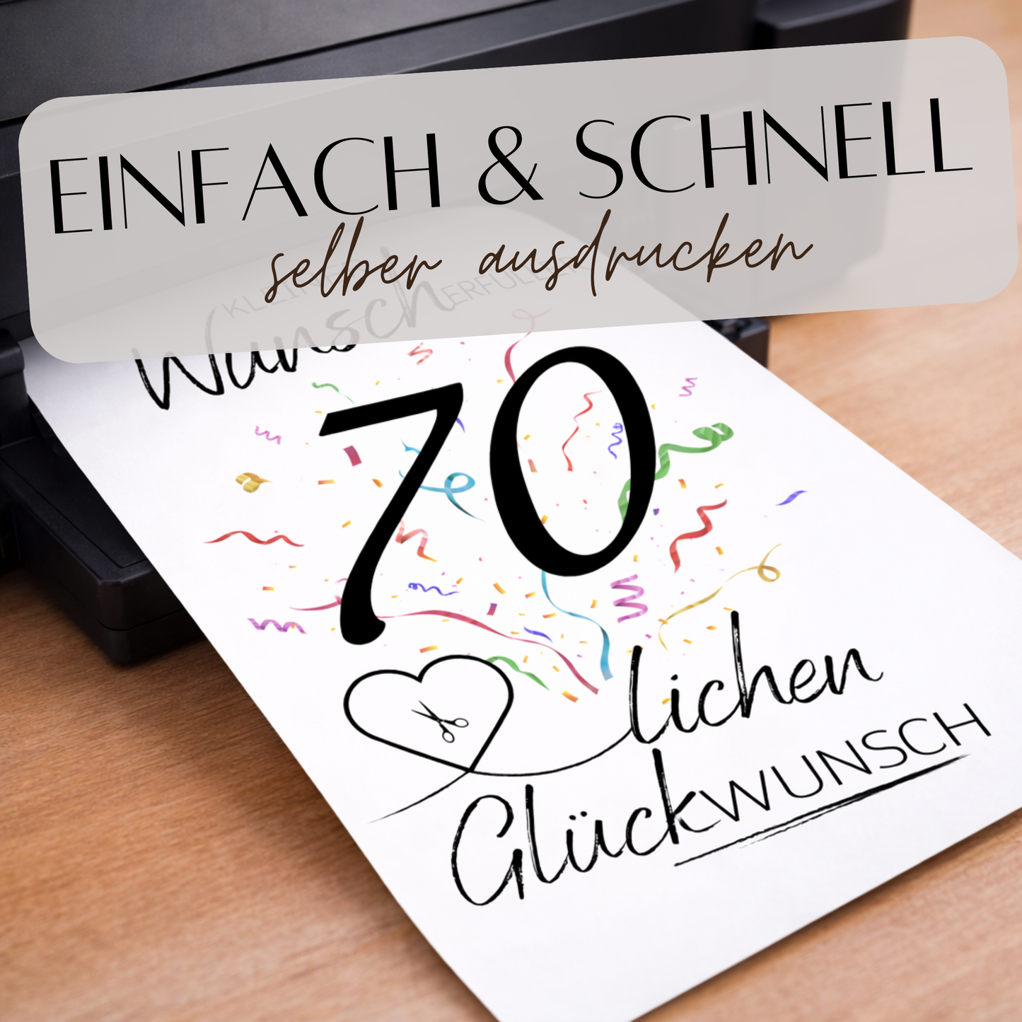 Geldgeschenk 70. Geburtstag Wunscherfüller | Digitaler Download | Last Minute Geschenkidee zum Ausdrucken