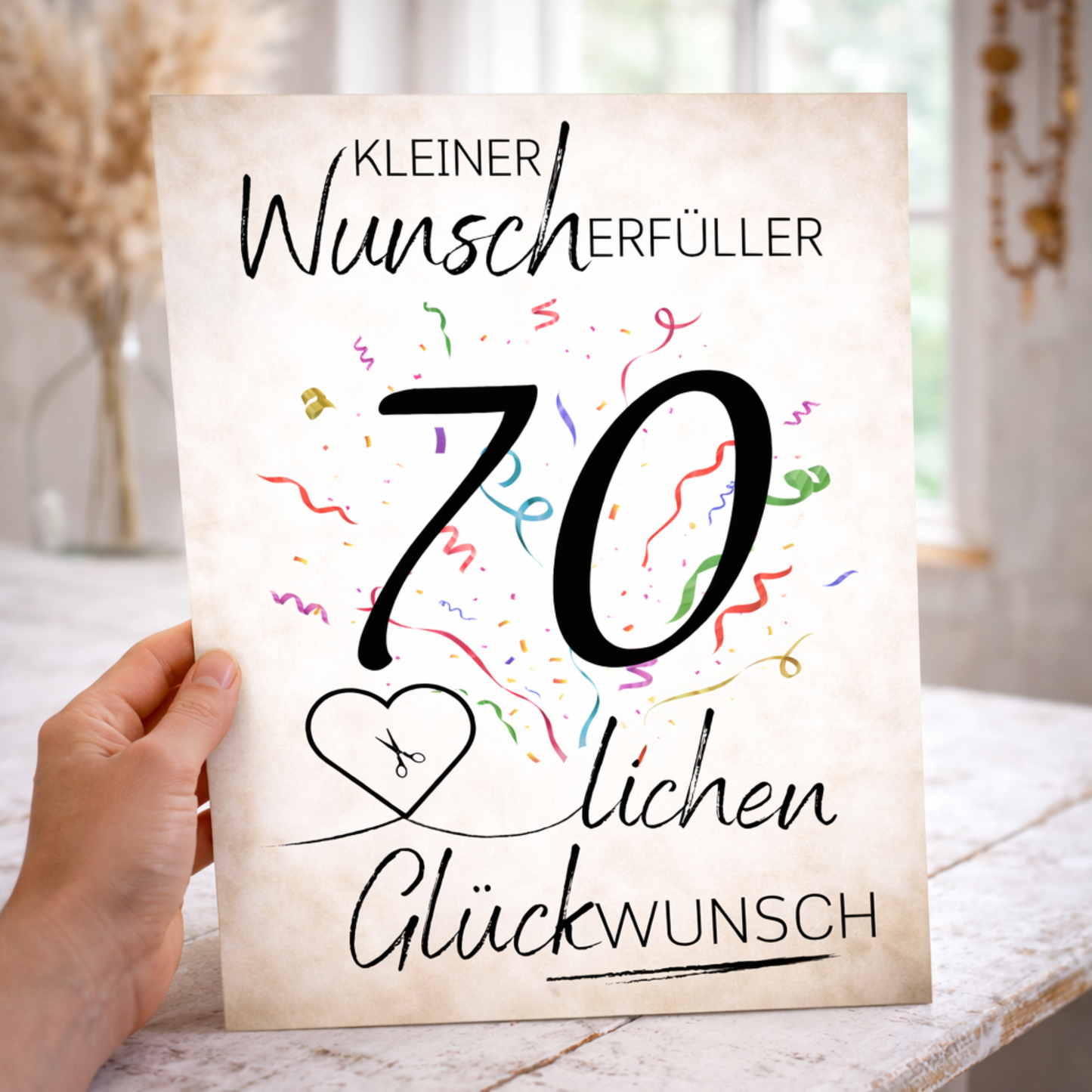 Geldgeschenk 70. Geburtstag Wunscherfüller | Digitaler Download | Last Minute Geschenkidee zum Ausdrucken