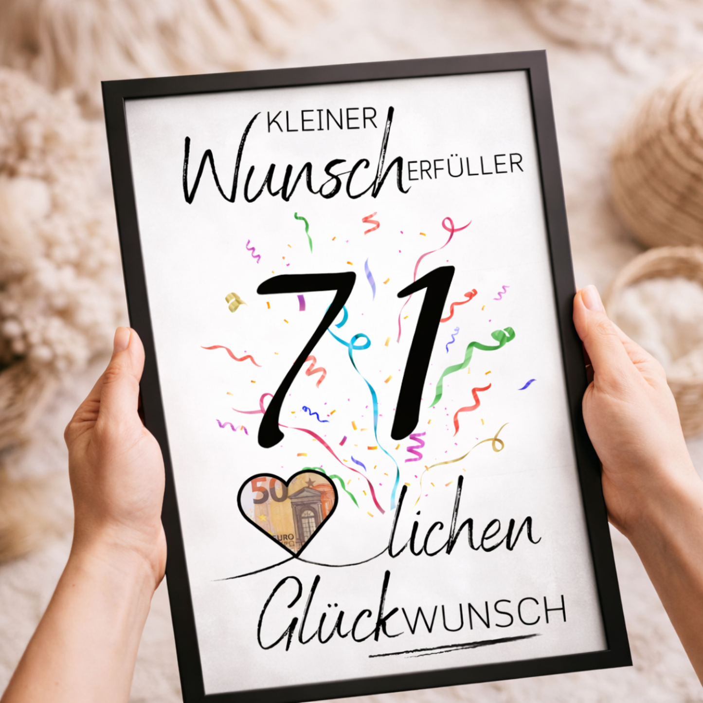Geldgeschenk 71. Geburtstag Wunscherfüller | Digitaler Download | Last Minute Geschenkidee zum Ausdrucken