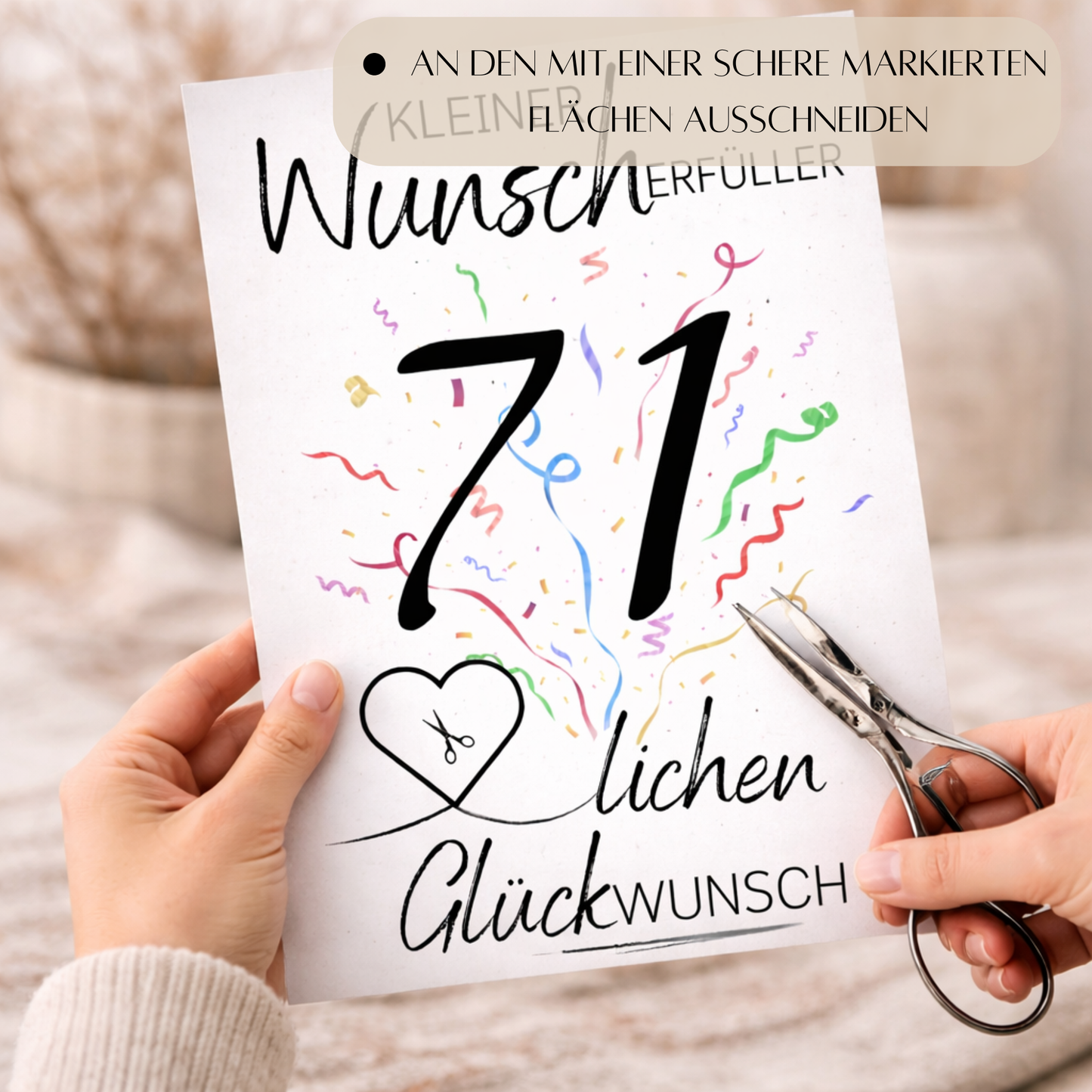 Geldgeschenk 71. Geburtstag Wunscherfüller | Digitaler Download | Last Minute Geschenkidee zum Ausdrucken