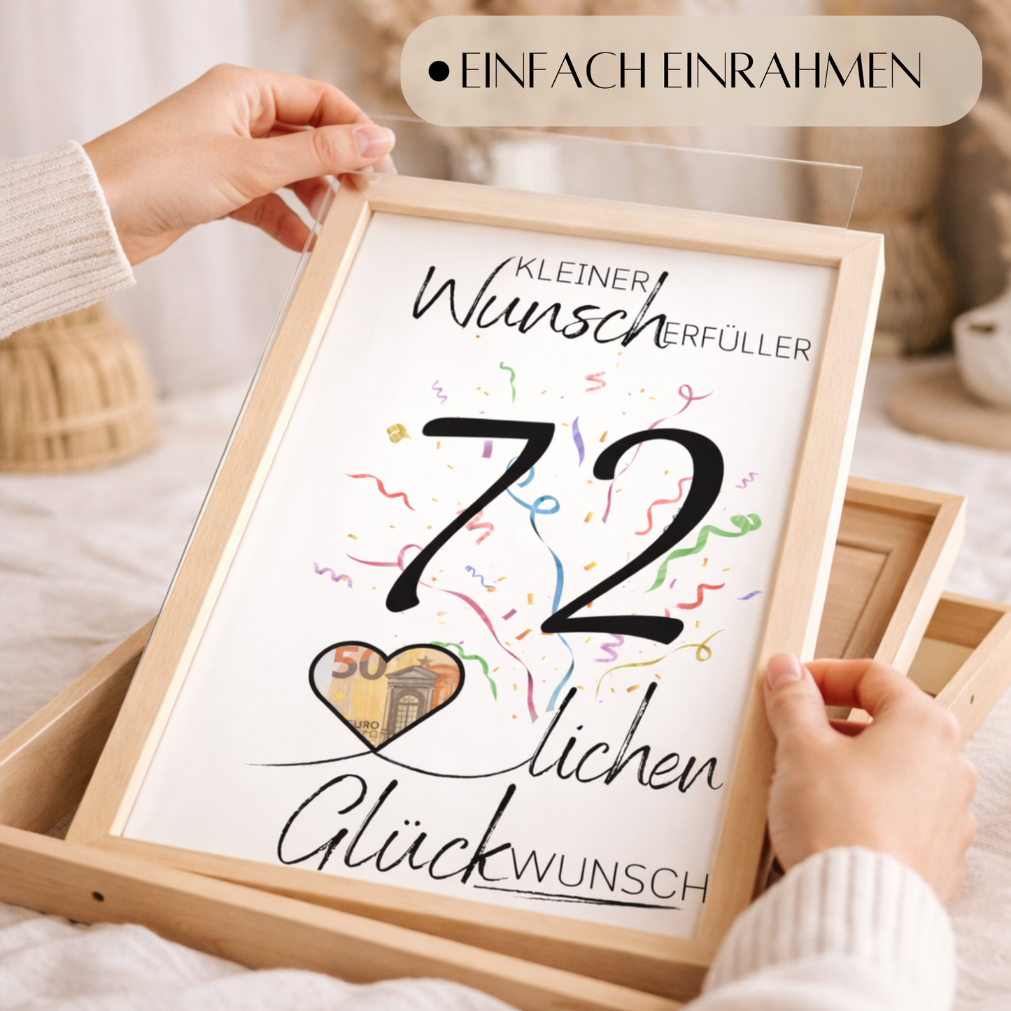 Geldgeschenk 72. Geburtstag Wunscherfüller | Digitaler Download | Last Minute Geschenkidee zum Ausdrucken