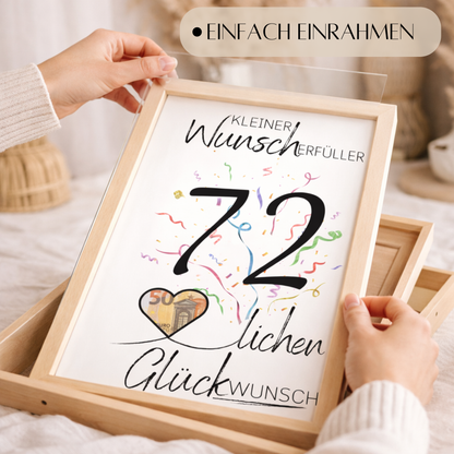 Geldgeschenk 72. Geburtstag Wunscherfüller | Digitaler Download | Last Minute Geschenkidee zum Ausdrucken