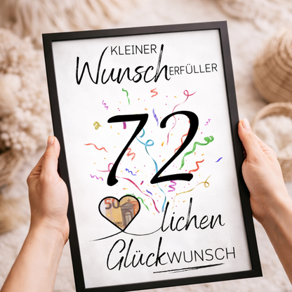 Geldgeschenk 72. Geburtstag Wunscherfüller | Digitaler Download | Last Minute Geschenkidee zum Ausdrucken