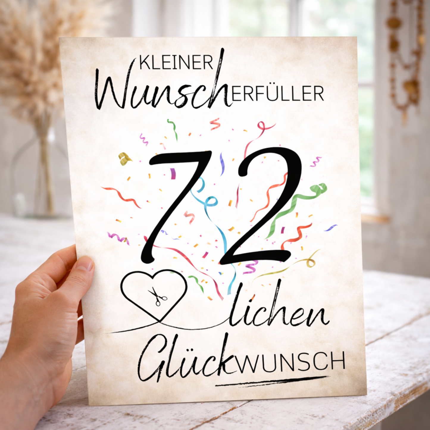 Geldgeschenk 72. Geburtstag Wunscherfüller | Digitaler Download | Last Minute Geschenkidee zum Ausdrucken