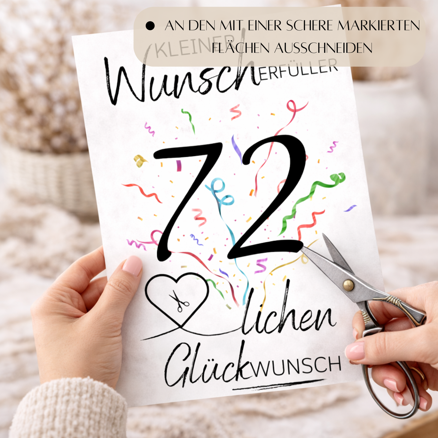 Geldgeschenk 72. Geburtstag Wunscherfüller | Digitaler Download | Last Minute Geschenkidee zum Ausdrucken