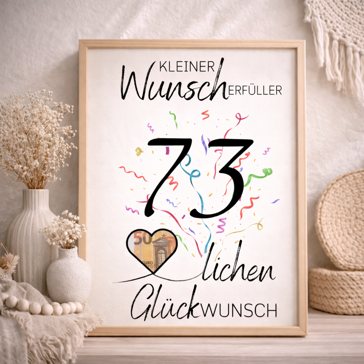 Geldgeschenk 73. Geburtstag Wunscherfüller | Digitaler Download | Last Minute Geschenkidee zum Ausdrucken