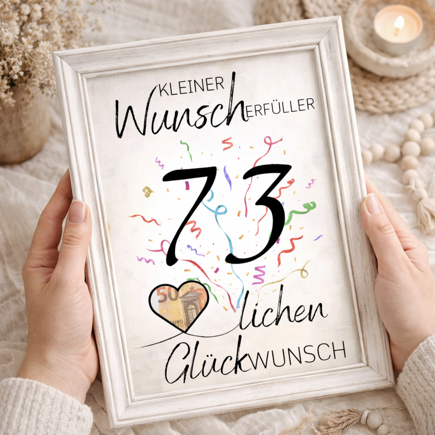 Geldgeschenk 73. Geburtstag Wunscherfüller | Digitaler Download | Last Minute Geschenkidee zum Ausdrucken