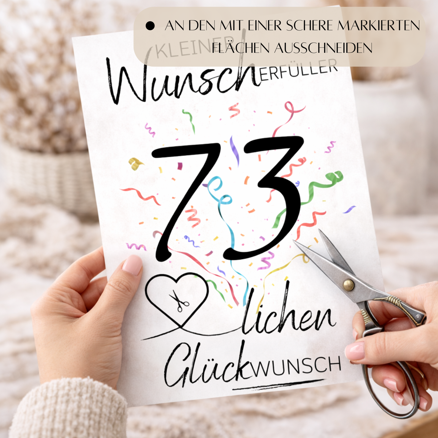 Geldgeschenk 73. Geburtstag Wunscherfüller | Digitaler Download | Last Minute Geschenkidee zum Ausdrucken