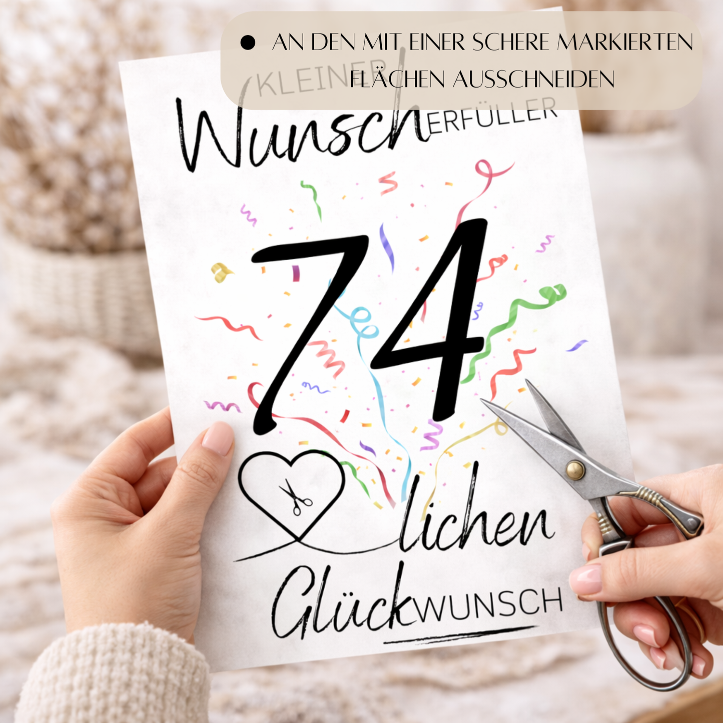 Geldgeschenk 74. Geburtstag Wunscherfüller | Digitaler Download | Last Minute Geschenkidee zum Ausdrucken