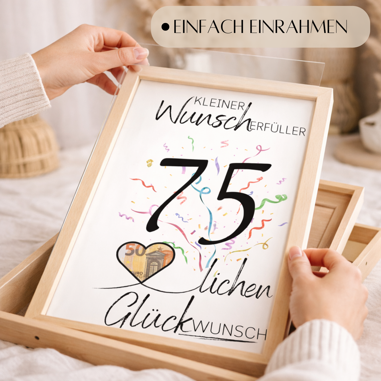 Geldgeschenk 75. Geburtstag Wunscherfüller | Digitaler Download | Last Minute Geschenkidee zum Ausdrucken