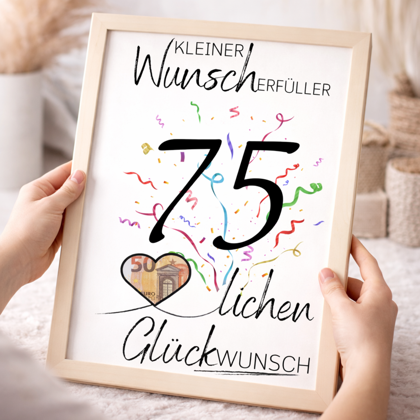 Geldgeschenk 75. Geburtstag Wunscherfüller | Digitaler Download | Last Minute Geschenkidee zum Ausdrucken