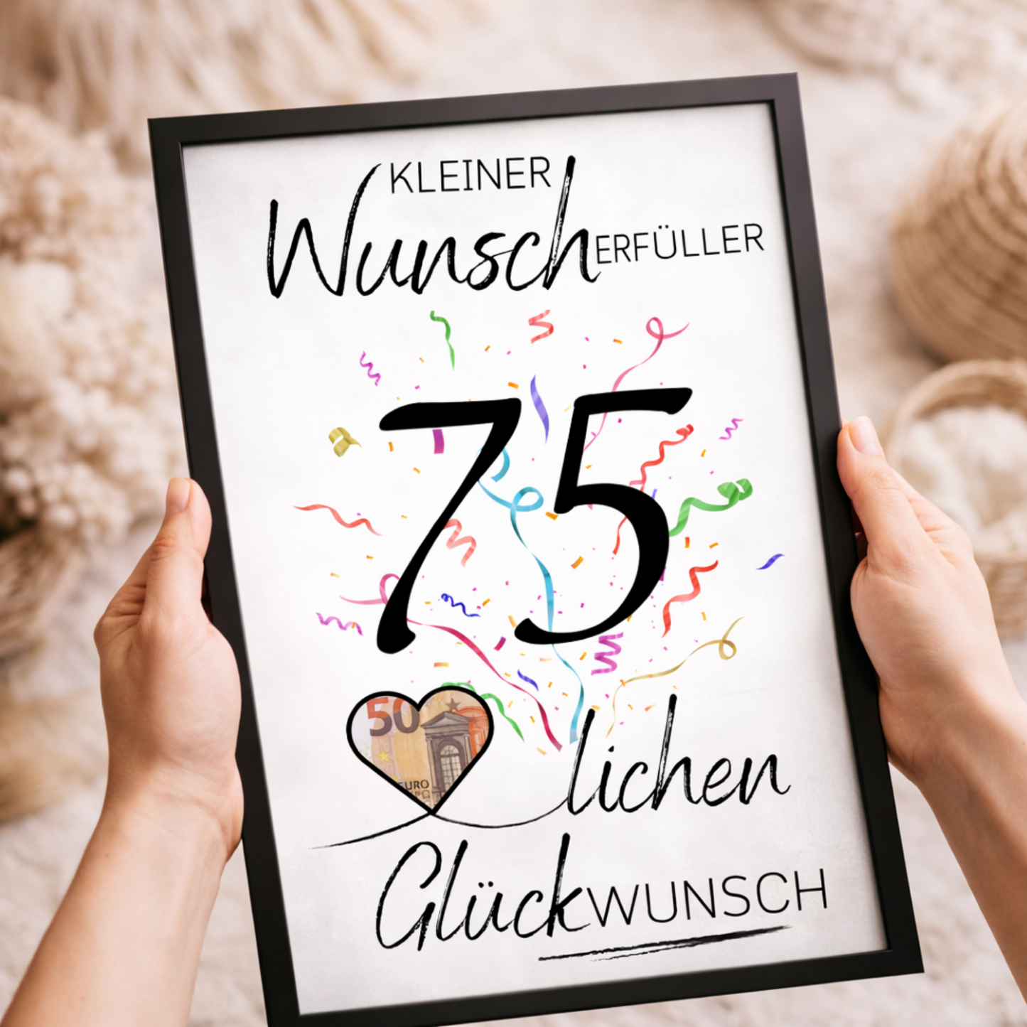 Geldgeschenk 75. Geburtstag Wunscherfüller | Digitaler Download | Last Minute Geschenkidee zum Ausdrucken