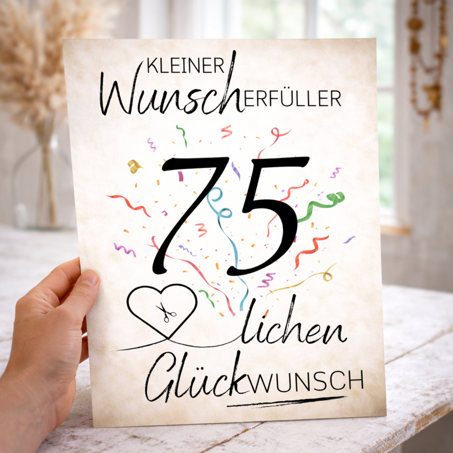 Geldgeschenk 75. Geburtstag Wunscherfüller | Digitaler Download | Last Minute Geschenkidee zum Ausdrucken