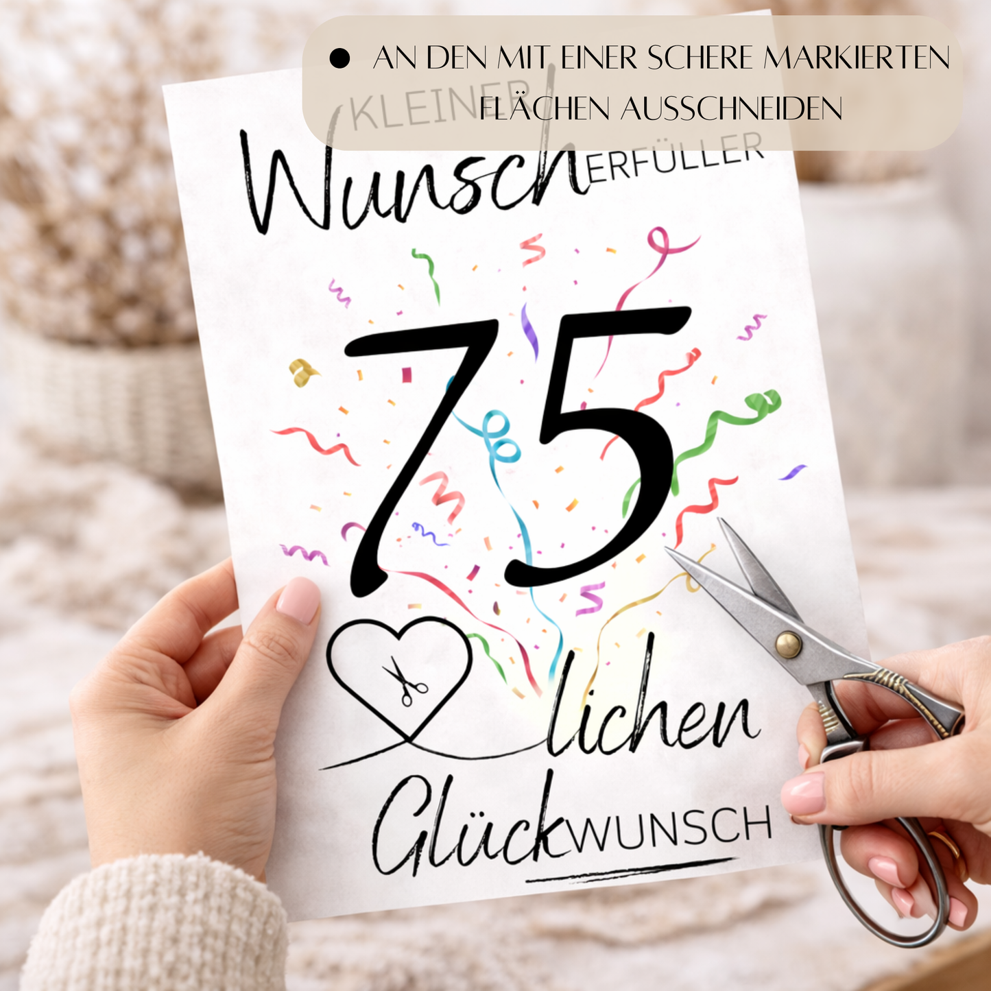 Geldgeschenk 75. Geburtstag Wunscherfüller | Digitaler Download | Last Minute Geschenkidee zum Ausdrucken