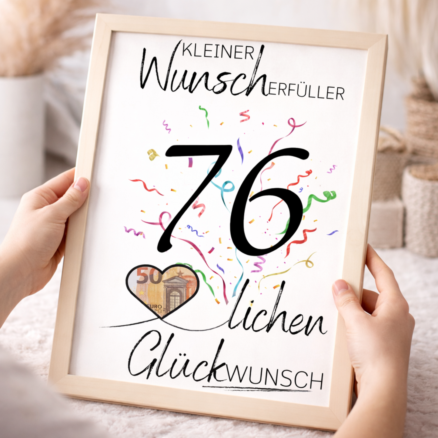 Geldgeschenk 76. Geburtstag Wunscherfüller | Digitaler Download | Last Minute Geschenkidee zum Ausdrucken