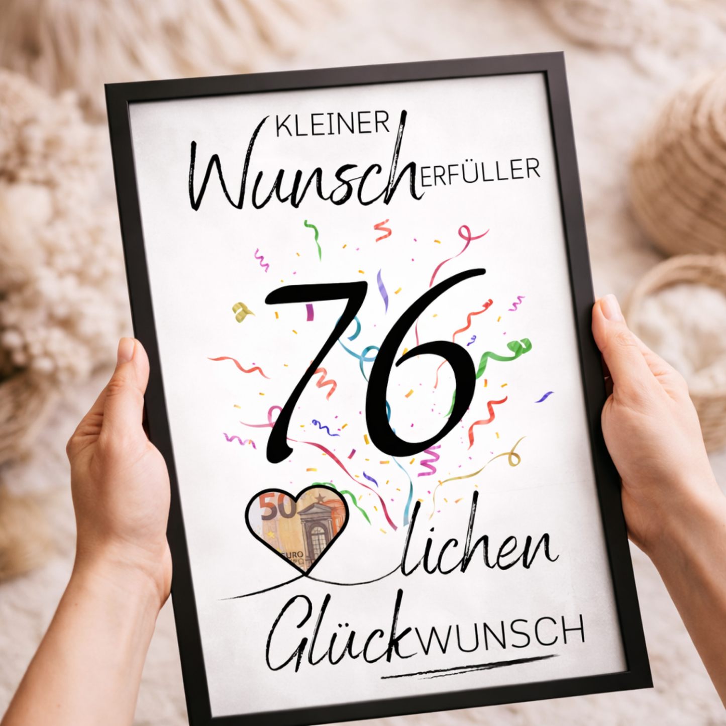 Geldgeschenk 76. Geburtstag Wunscherfüller | Digitaler Download | Last Minute Geschenkidee zum Ausdrucken