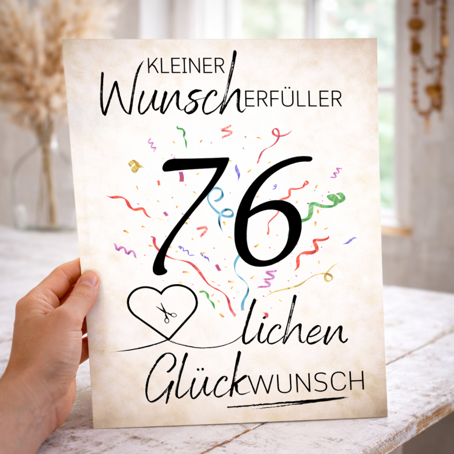 Geldgeschenk 76. Geburtstag Wunscherfüller | Digitaler Download | Last Minute Geschenkidee zum Ausdrucken