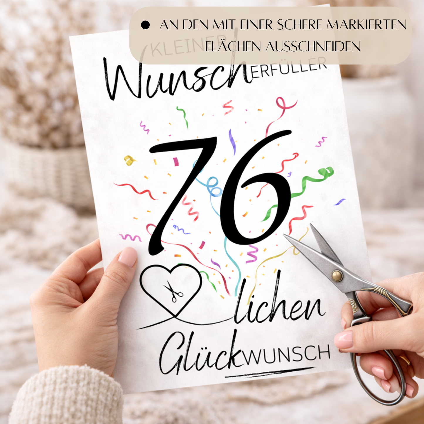 Geldgeschenk 76. Geburtstag Wunscherfüller | Digitaler Download | Last Minute Geschenkidee zum Ausdrucken