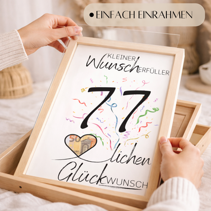 Geldgeschenk 77. Geburtstag Wunscherfüller | Digitaler Download | Last Minute Geschenkidee zum Ausdrucken
