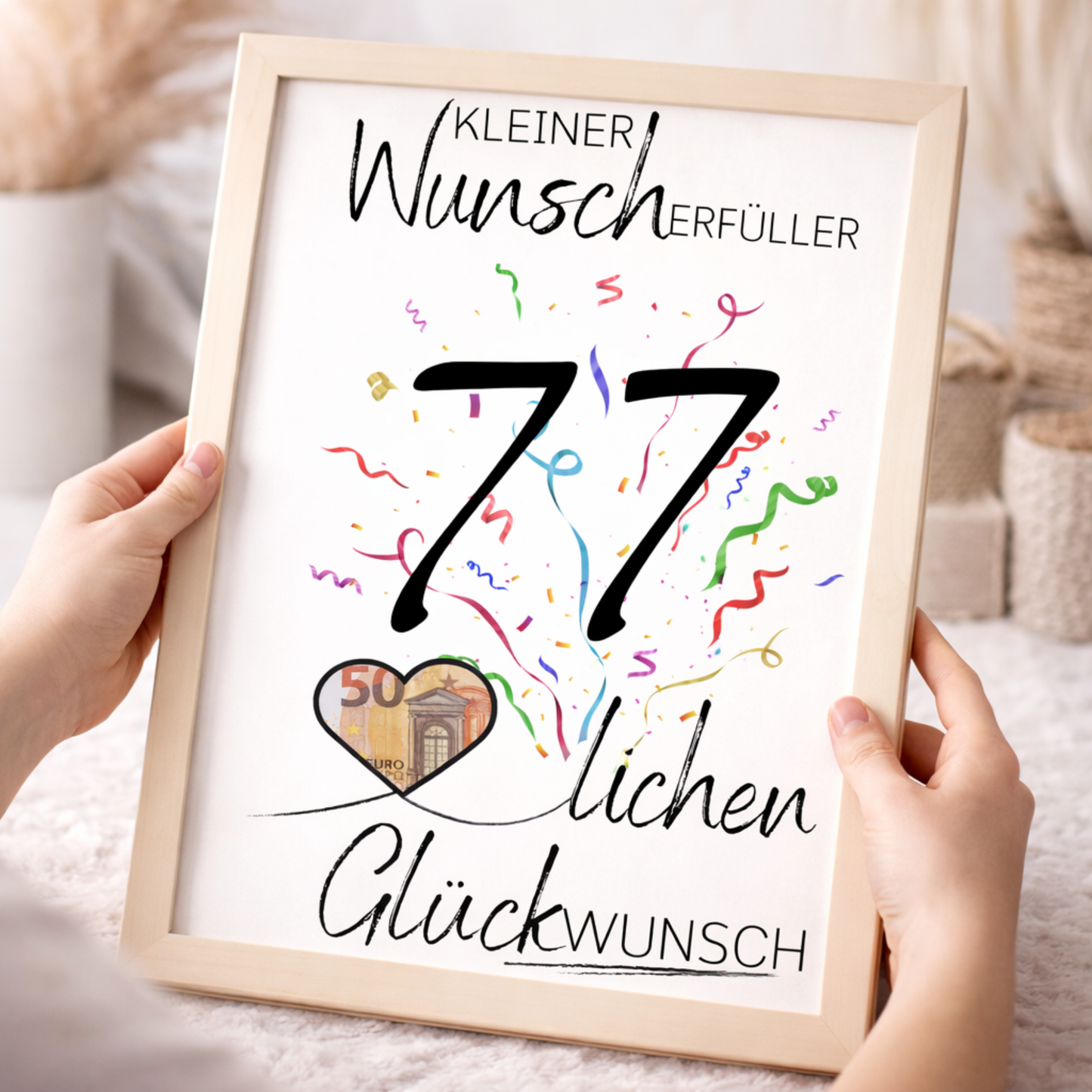 Geldgeschenk 77. Geburtstag Wunscherfüller | Digitaler Download | Last Minute Geschenkidee zum Ausdrucken