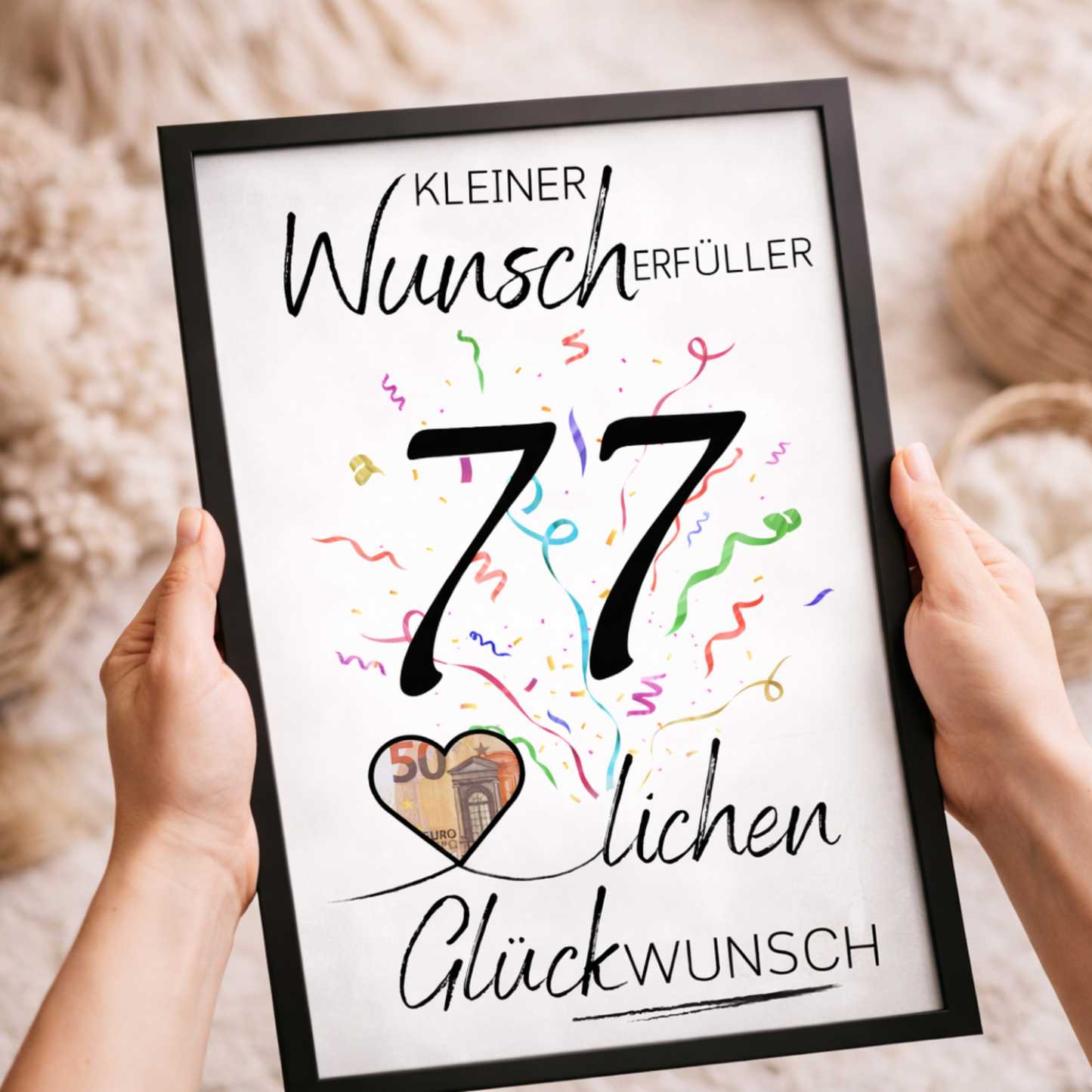 Geldgeschenk 77. Geburtstag Wunscherfüller | Digitaler Download | Last Minute Geschenkidee zum Ausdrucken