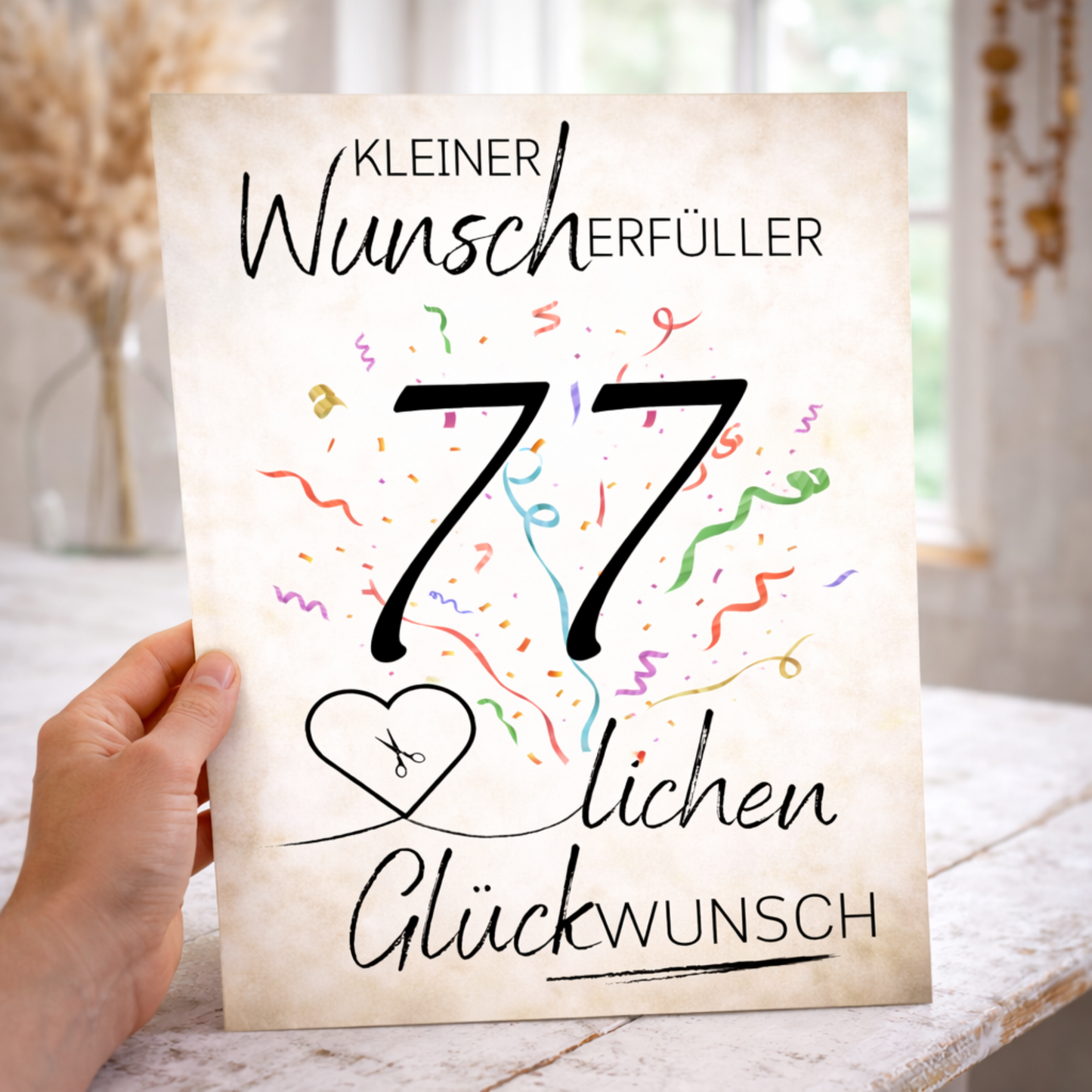 Geldgeschenk 77. Geburtstag Wunscherfüller | Digitaler Download | Last Minute Geschenkidee zum Ausdrucken